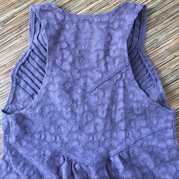 Free People Top Mauve Purple Sleeveless Lace Size S Stretch Fit & Flare Boho - Picture 7 of 11